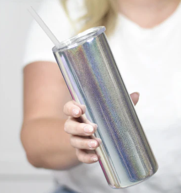 Silver Rainbow Mirror Tall Travel Cup