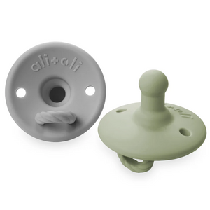 Ali + oli - Pacifier Set Round (Grey & Sage)