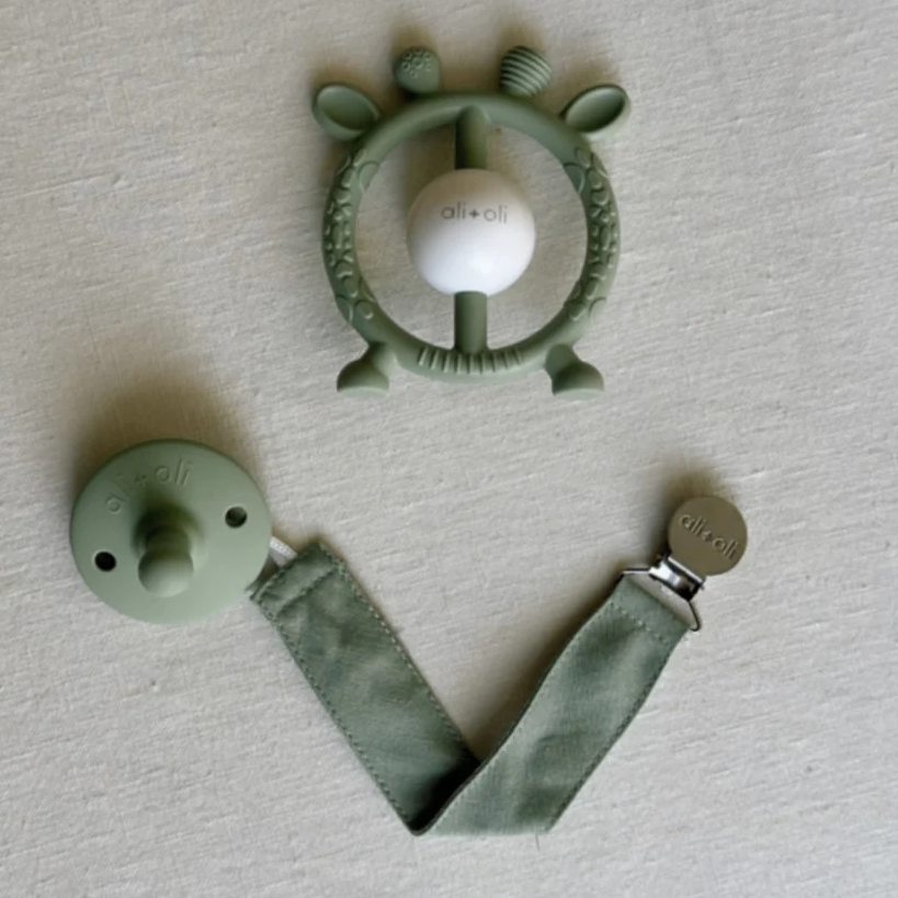 Ali + oli - Pacifier Set Round (Grey & Sage)