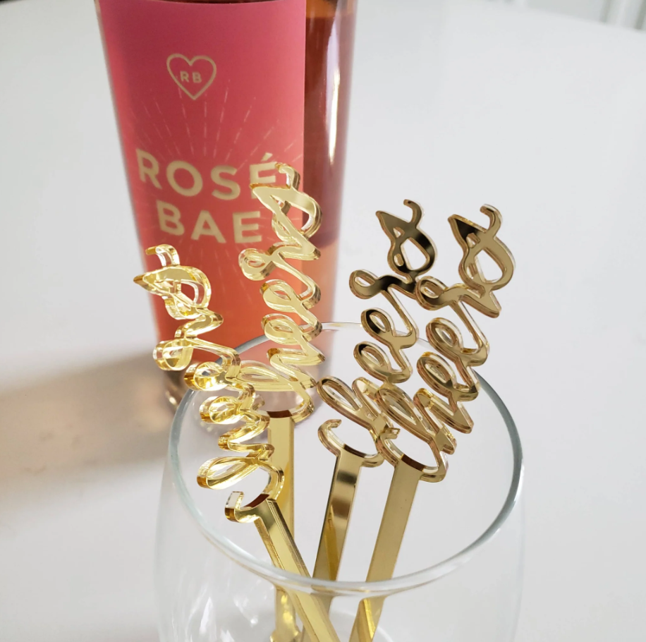 FloriBelle - Gold Cheers Drink Stirrers