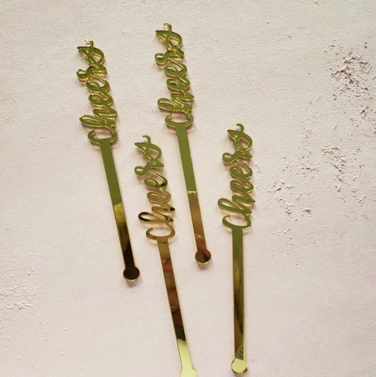 Gold Cheers Drink Stirrers