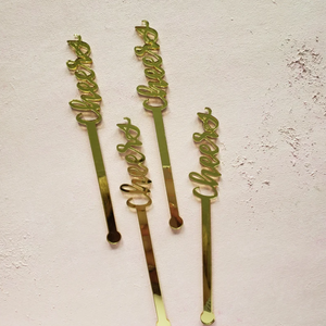 FloriBelle - Gold Cheers Drink Stirrers