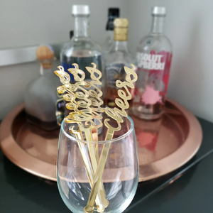 Gold Cheers Drink Stirrers