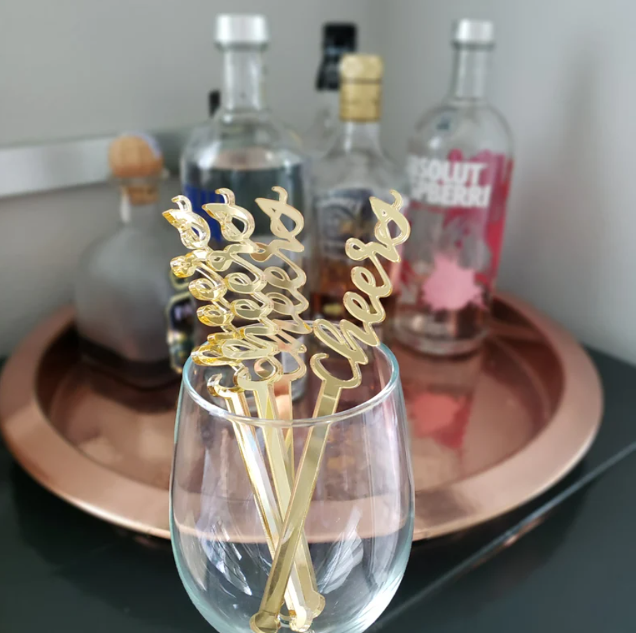 FloriBelle - Gold Cheers Drink Stirrers