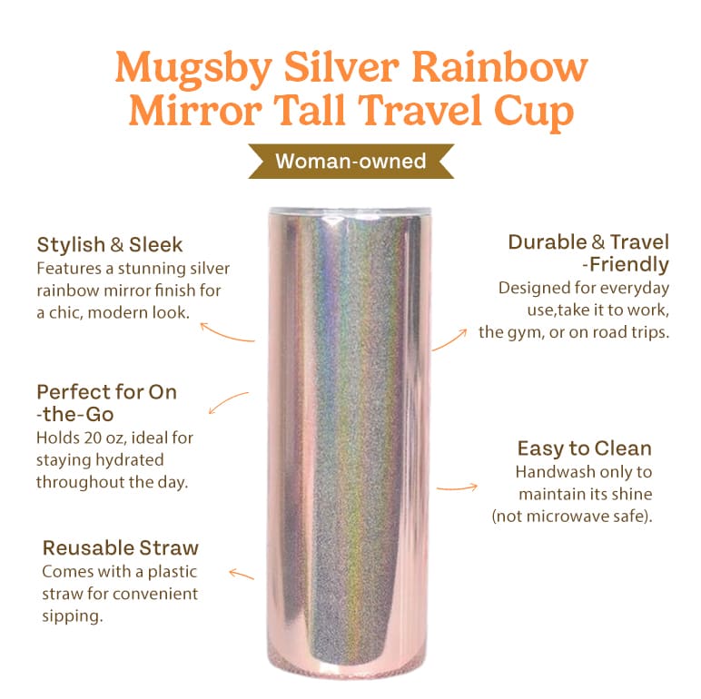 Silver Rainbow Mirror Tall Travel Cup